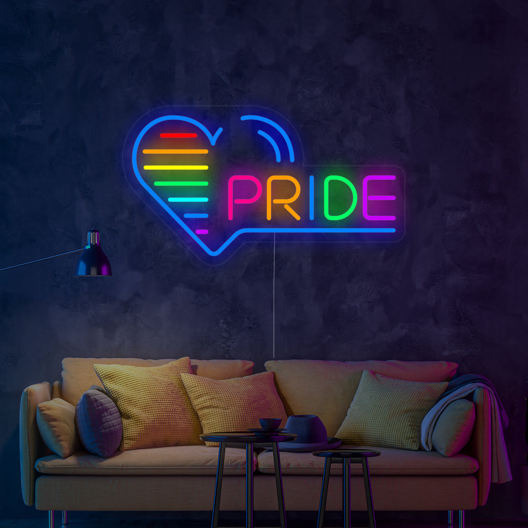 "LGBT, Pride, Cuori" Insegna al neon