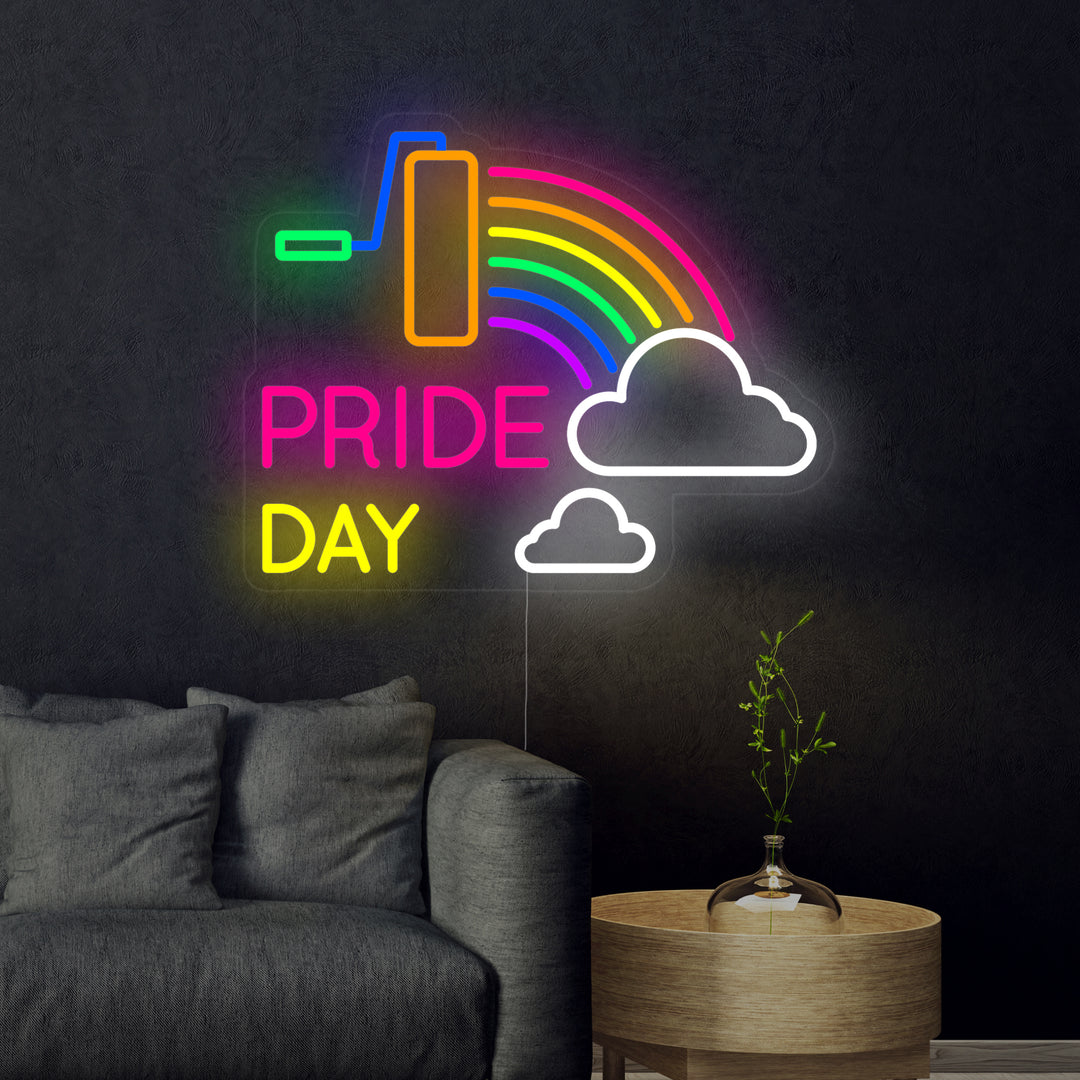 "LGBT, Pride Day, Arcobaleno" Insegna al neon