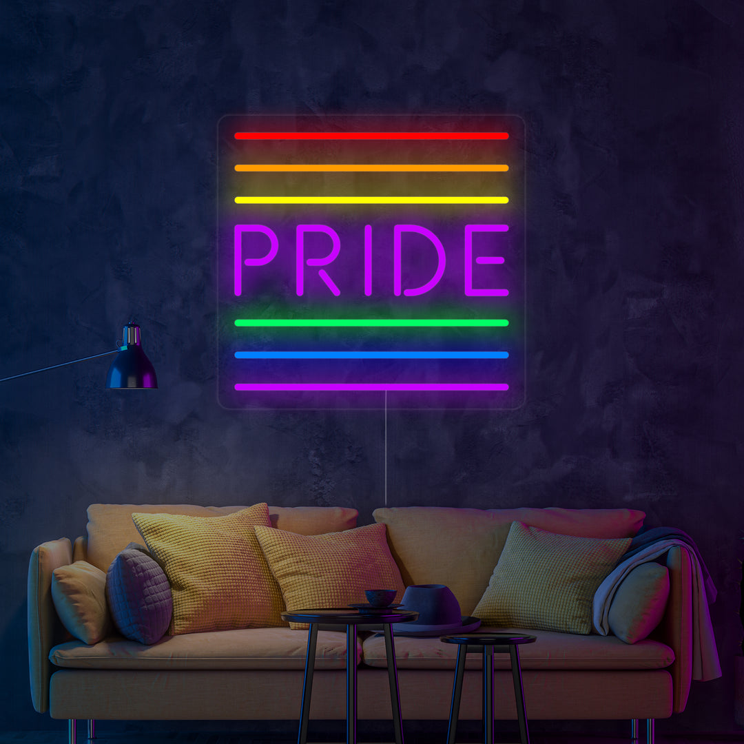 "LGBT, PRIDE, Bandiera arcobaleno" Insegna al neon