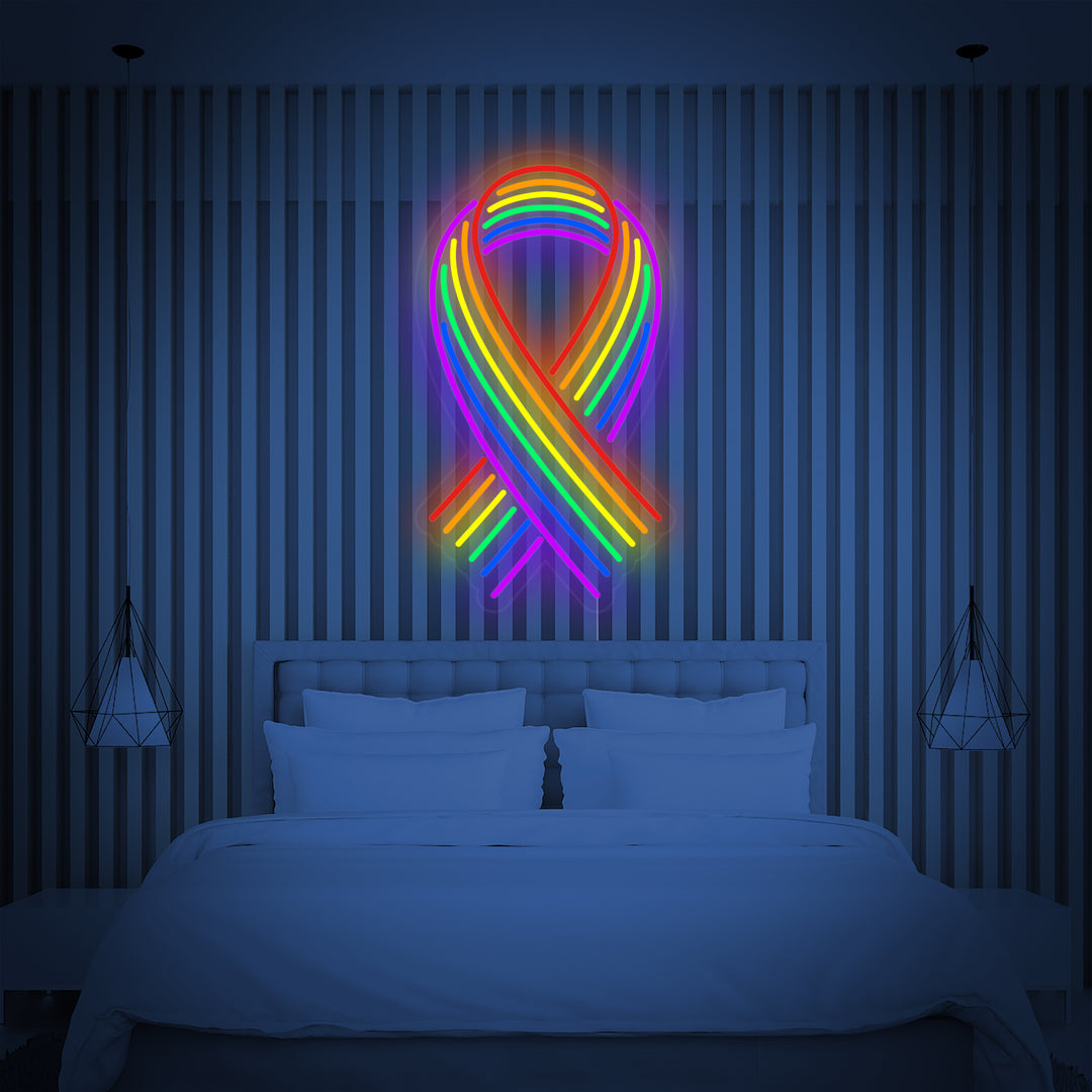 "Bandiera Arcobaleno Lgbt Pride Unica, Nastro" Insegna al neon