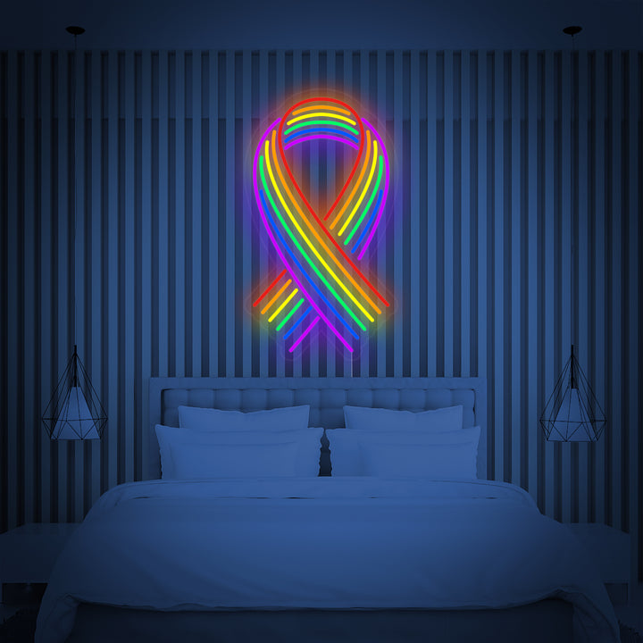 "Bandiera Arcobaleno Lgbt Pride Unica, Nastro" Insegna al neon