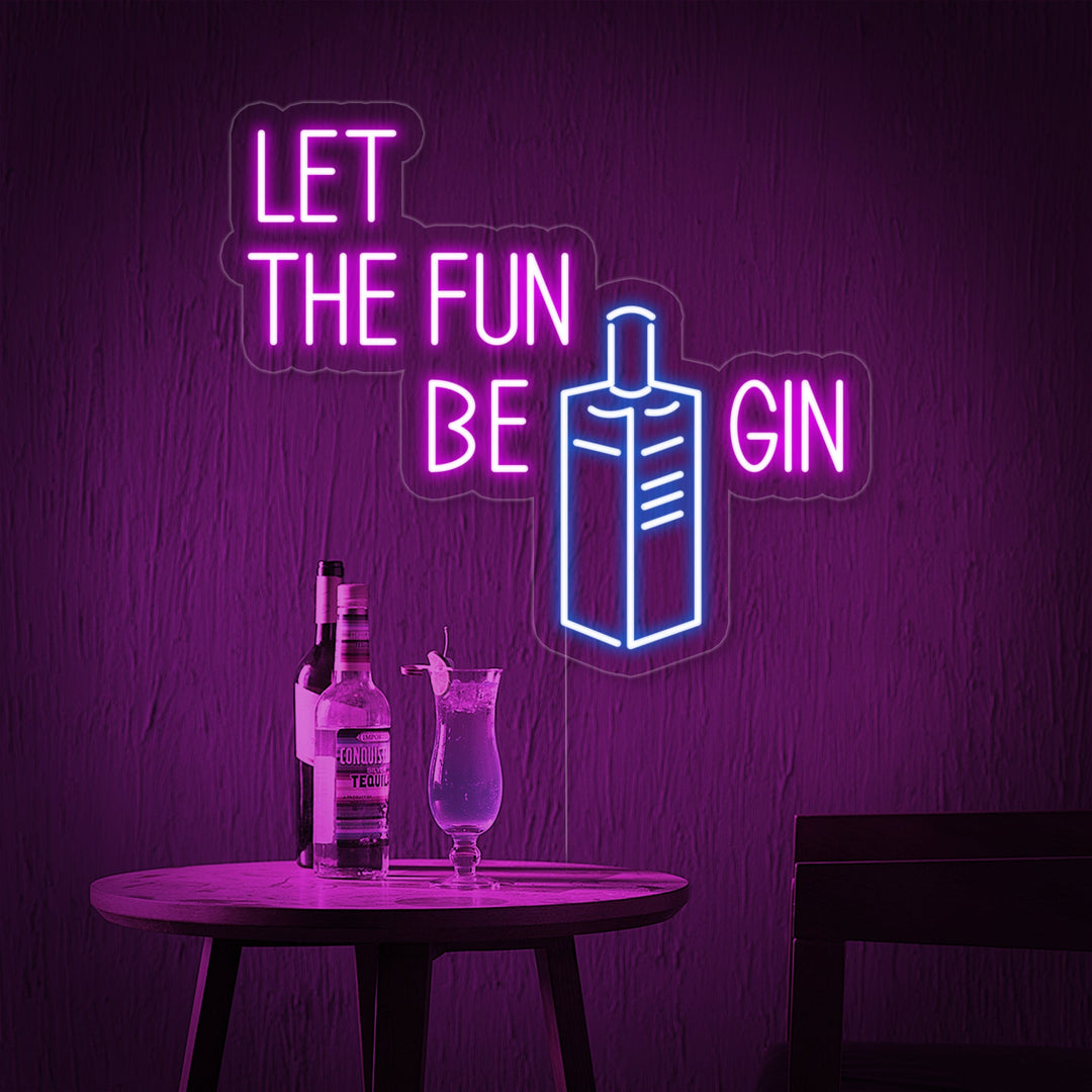 "Let Fun Be Gin Bottiglia Bar" Insegna al neon