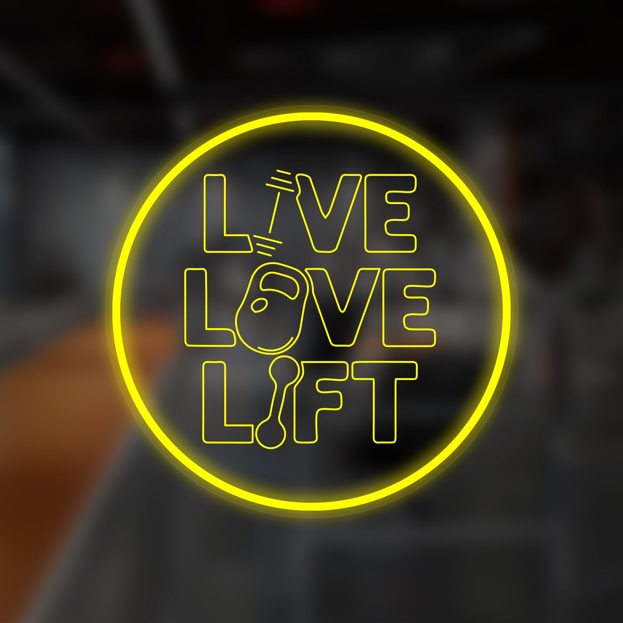 "Live Love Lift Home" Mini insegna al neon, Insegna al neon fitness