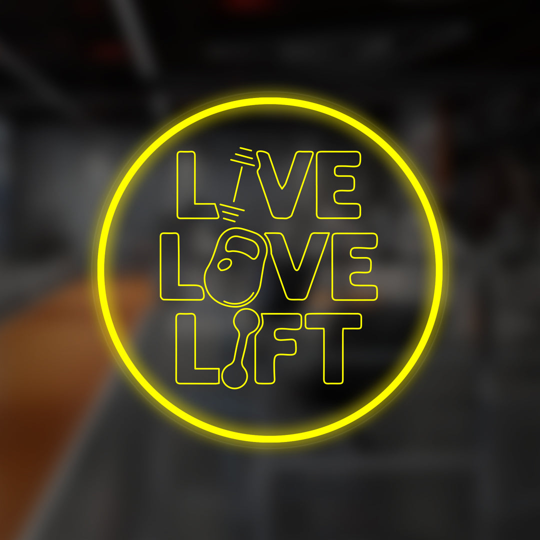 "Live Love Lift" Insegna al neon In Miniatura, Palestra Fitness