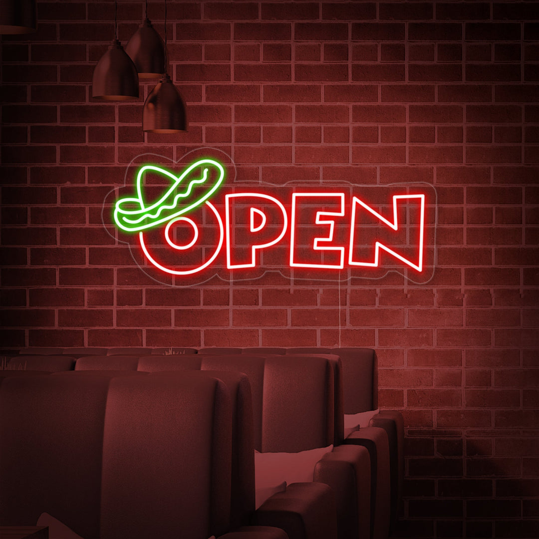 "open, Cibo messicano" Insegna al neon
