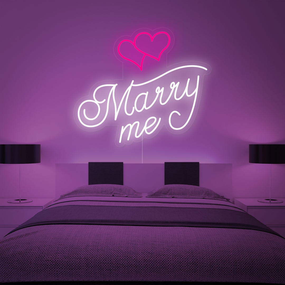 "Marry Me, Cuori" Insegna al neon