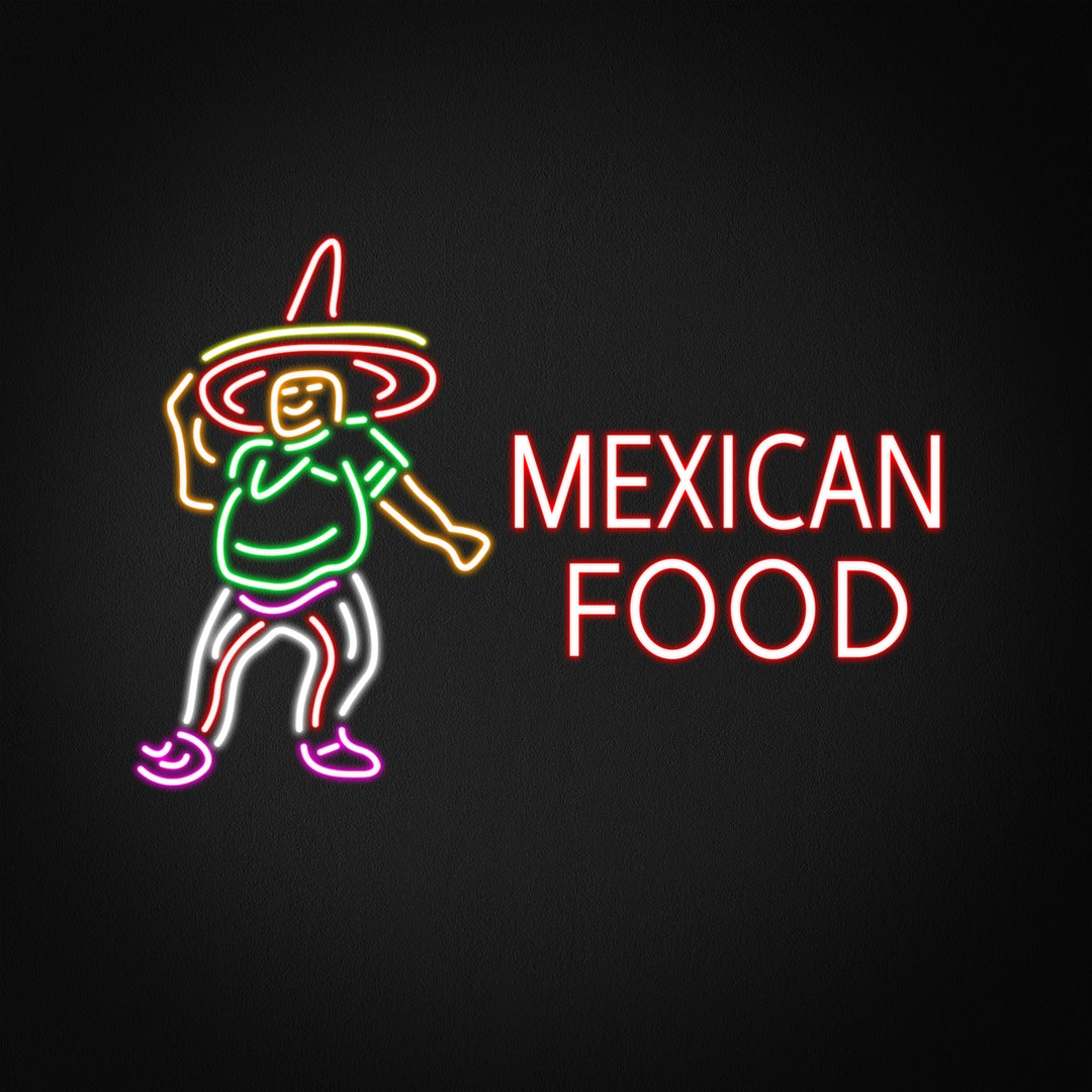"Mexican Food, Uomo, Logo" Insegna al neon
