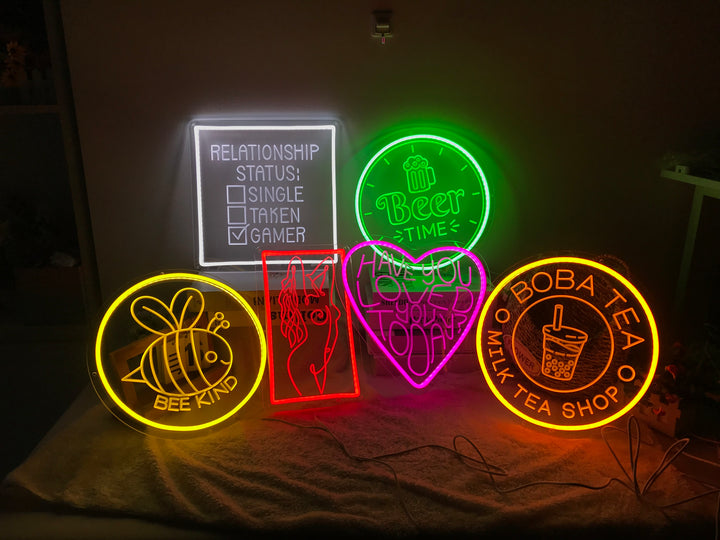 "Beer Bar Sunset, Bicchiere di birra" Mini Insegna al neon