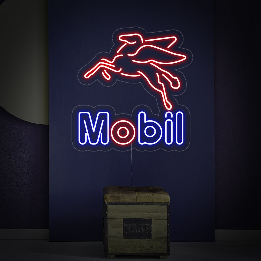 "Mobil, Negozio Di Petrolio E Gas" Insegna al neon