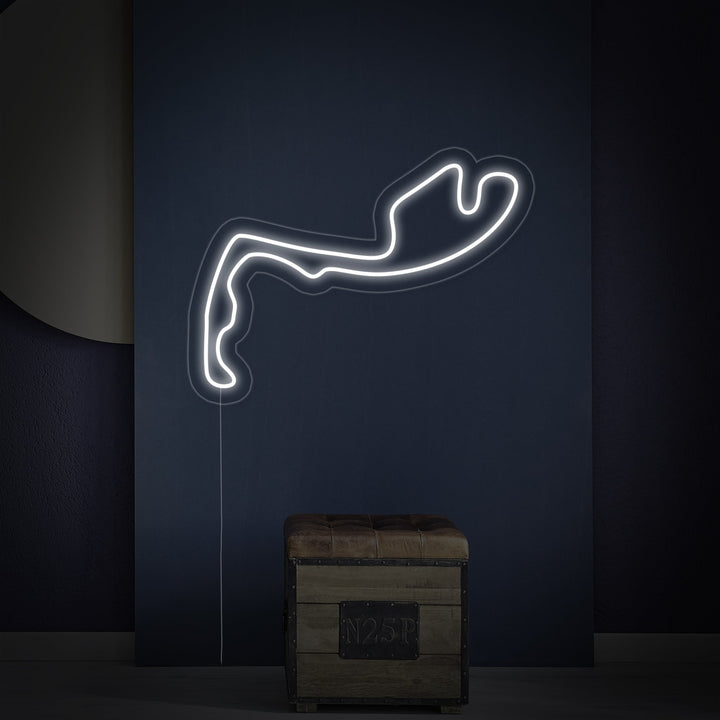 Insegna neon LED circuito F1 Monaco bianco minimalista