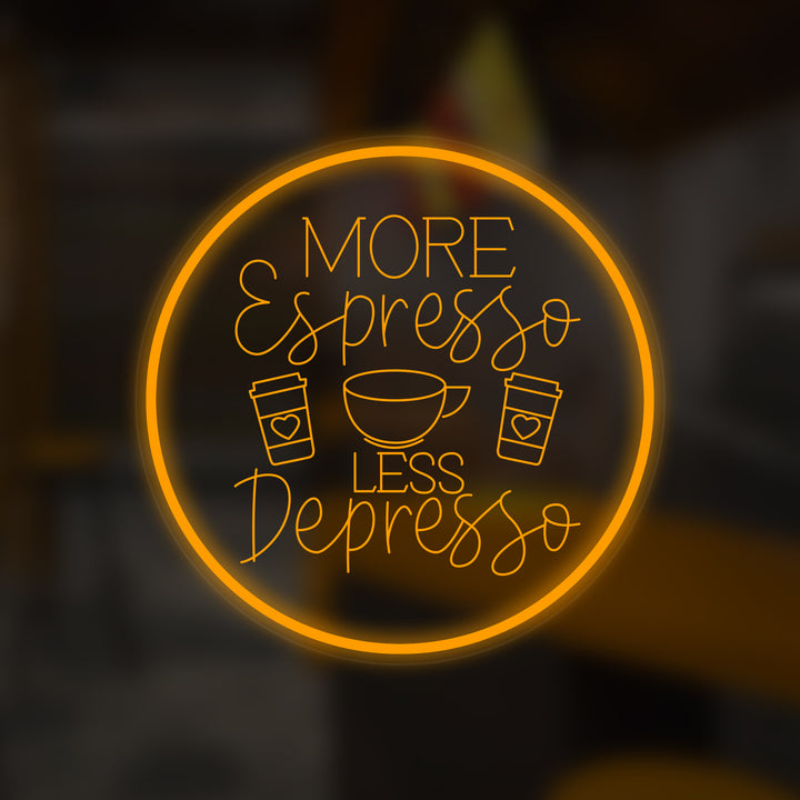 "More Espresso Less Depresso" Insegna al neon In Miniatura