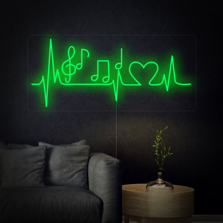"Nota Musicale E Cuore Pulsante" Insegna al neon