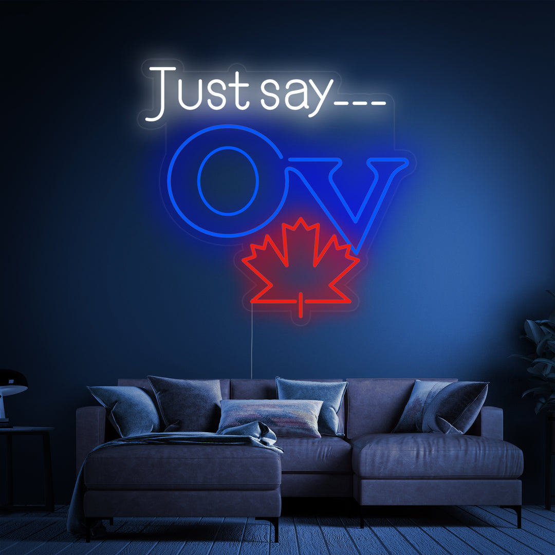 "Just Say OV, Old Vienna birra" Insegna al neon