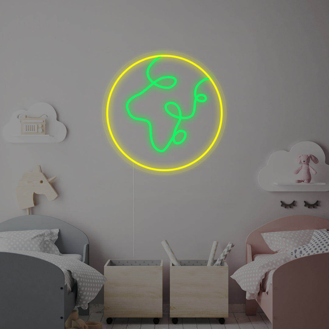 "Pianeta E Terra, Decorazione Per La Camera Dei Bambini" Insegna al neon