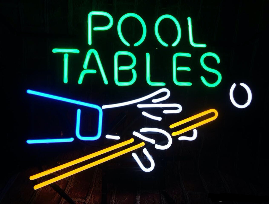 "Pool Tables, Biliardo" Insegna al neon