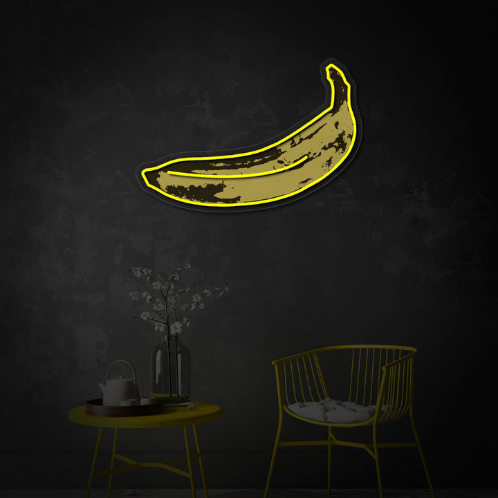 "Pop art banana, dipinto di artisti famosi" Insegna al neon a LED stampata con UV