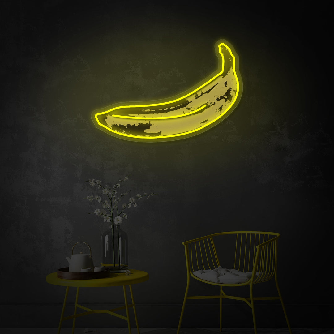 "Pop art banana, dipinto di artisti famosi" Insegna al neon a LED stampata con UV