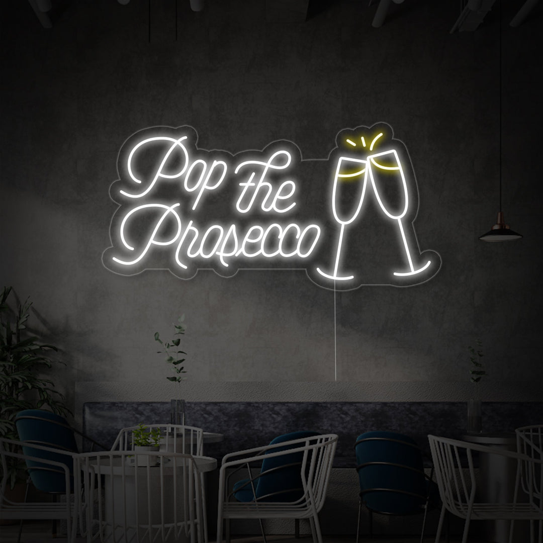 "Pop The Prosecco Bar" Insegna al neon