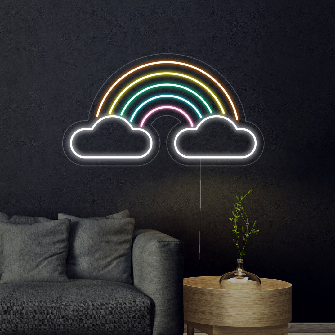 "Arcobaleno, Nuvole" Insegna al neon