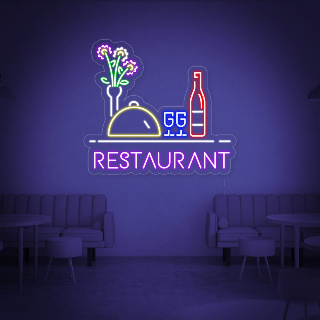 "Restaurant, Vino, Cibo" Insegna al neon