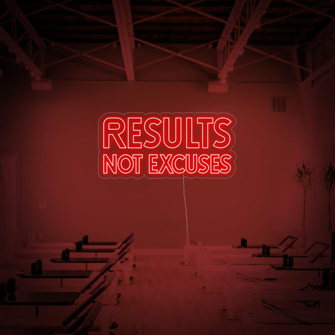 "Results Not Excuses, Decorazioni Palestra, Citazioni Palestra, Citazioni Fitness, Citazioni Allenamento" Insegna al neon
