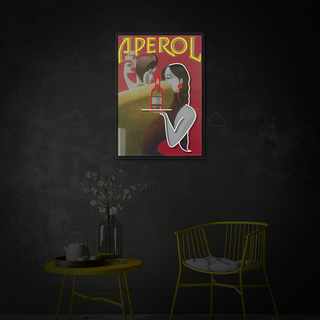 "Poster retrò Aperol" Insegna al neon a LED stampata con UV