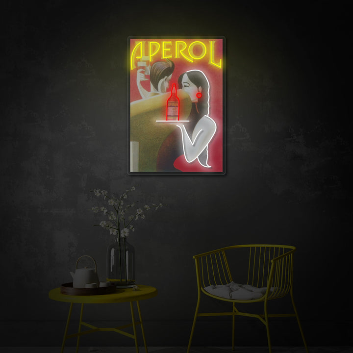 "Poster retrò Aperol" Insegna al neon a LED stampata con UV