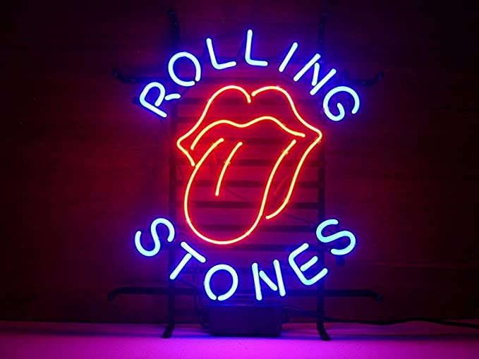 Insegna al neon LED Rolling Stones con bocca e lingua iconica