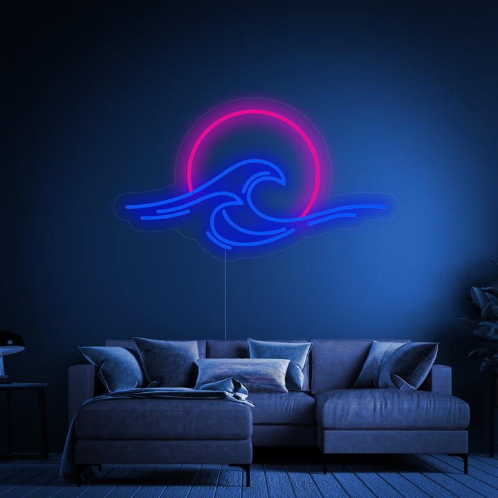 "Mare Tramonto Alba Onda" Insegna al neon