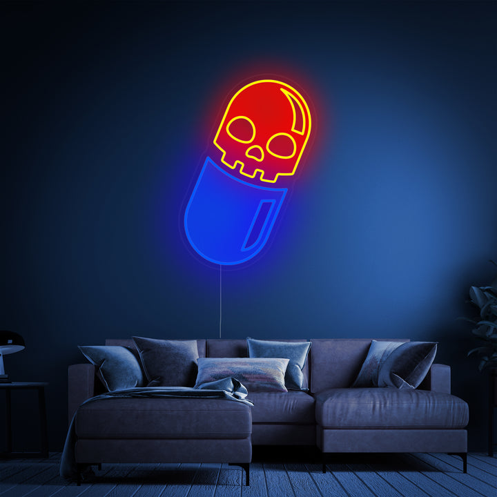 "Teschio Pillola Stampa UV" Insegna al neon