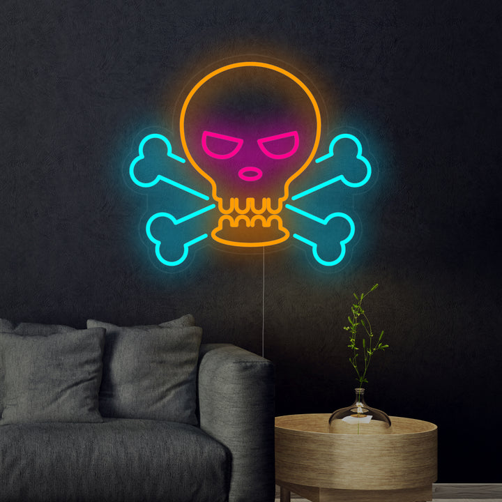 "Teschio E Ossa" Insegna al neon