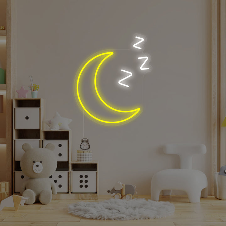 "Luna Addormentata Con Zzz, Decorazione Camera Dei Bambini" Insegna al neon