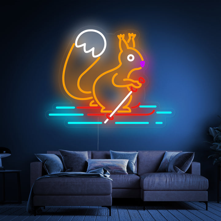 "Scoiattolo Che Scia" Insegna al neon