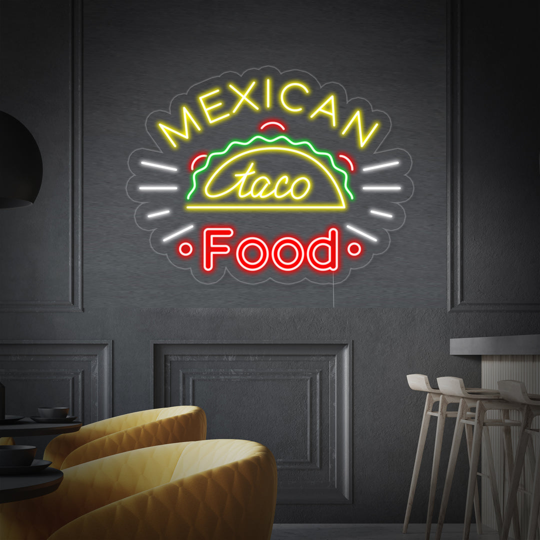 "Taco On Mexican Food" Insegna al neon