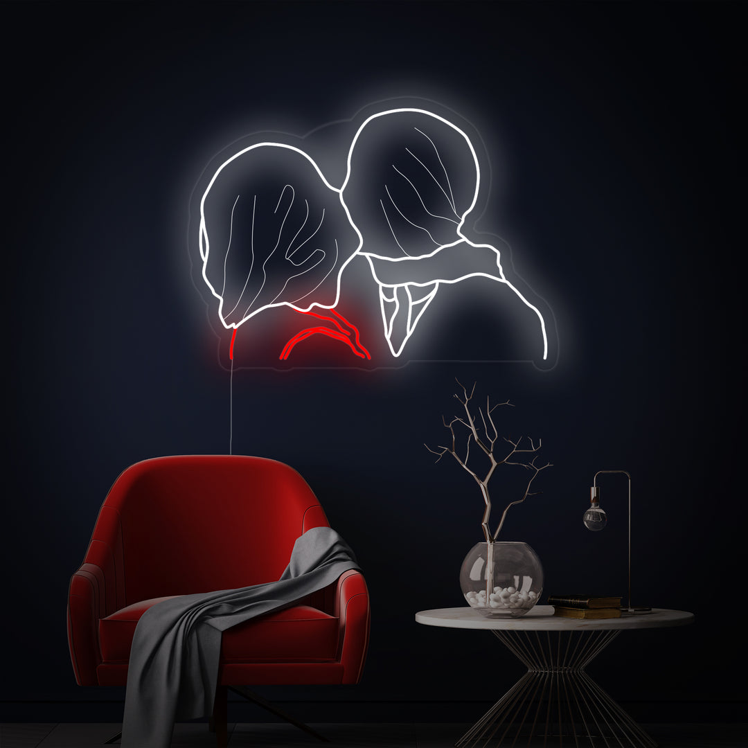 "Gli Amanti Rene Magritte" Insegna al neon