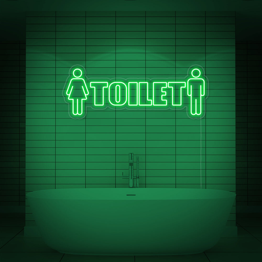 Insegna al neon LED Toilet con icone uomo e donna