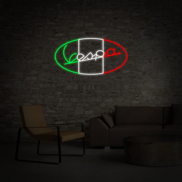 "Logo Vespa Moto Italiana" Insegna al neon