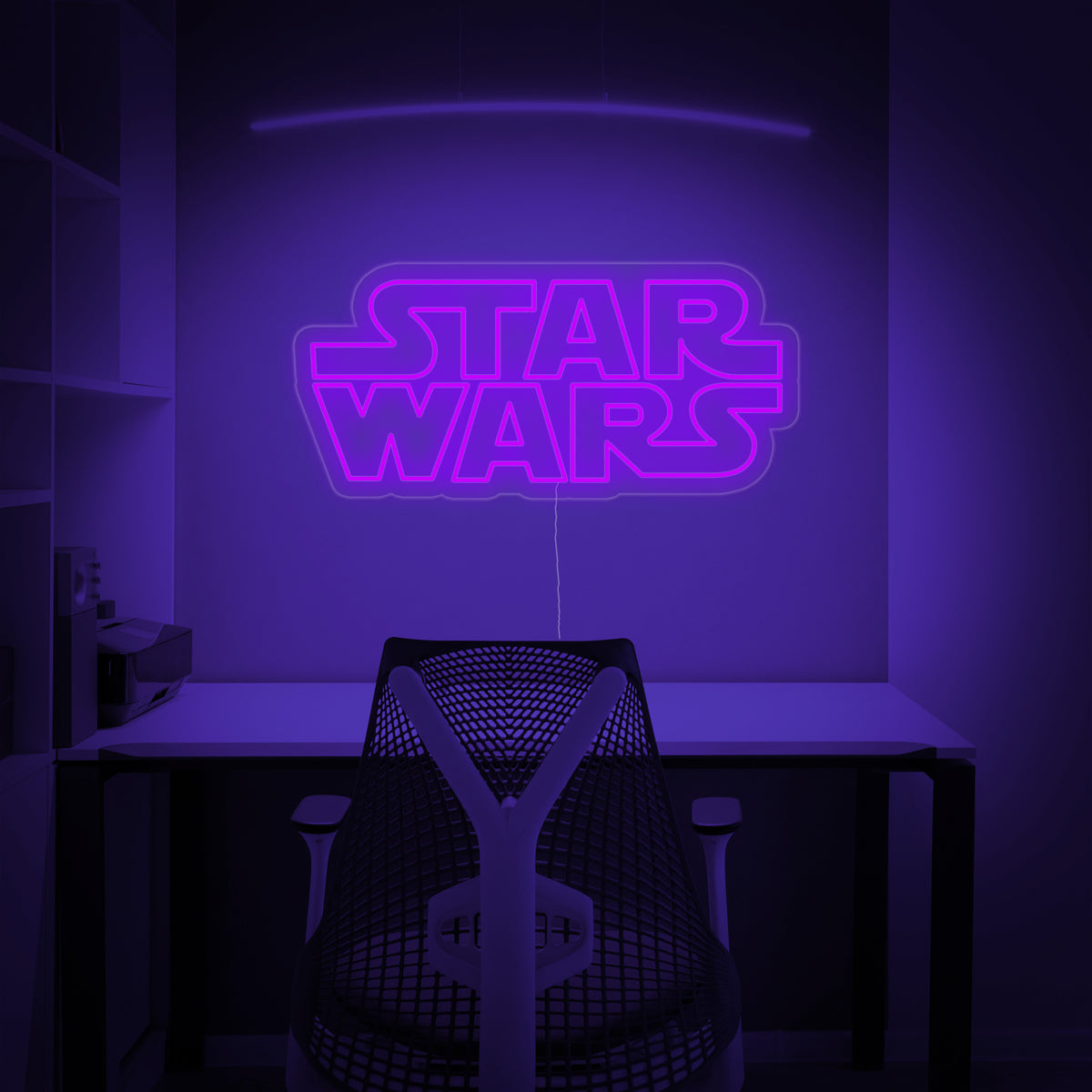 Insegna neon LED viola con il logo “Star Wars”