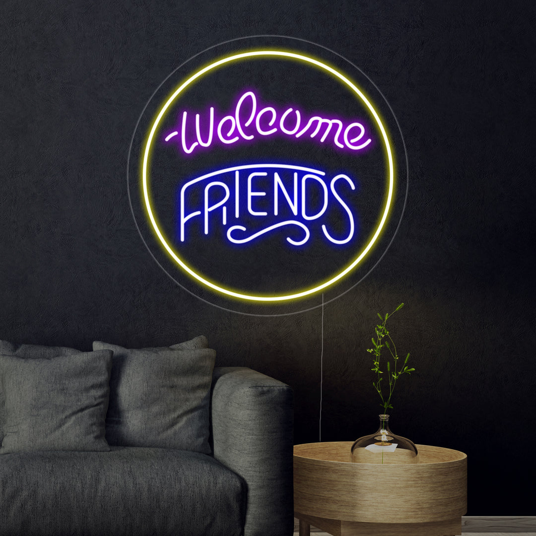 "Welcome Friends" Insegna al neon