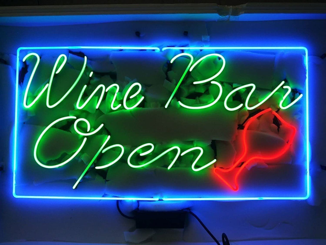 "Wine Bar Open" Insegna al neon