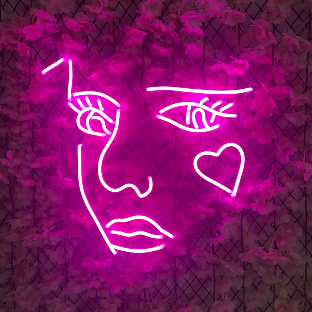 "Donne Viso Amore Cuore" Insegna al neon