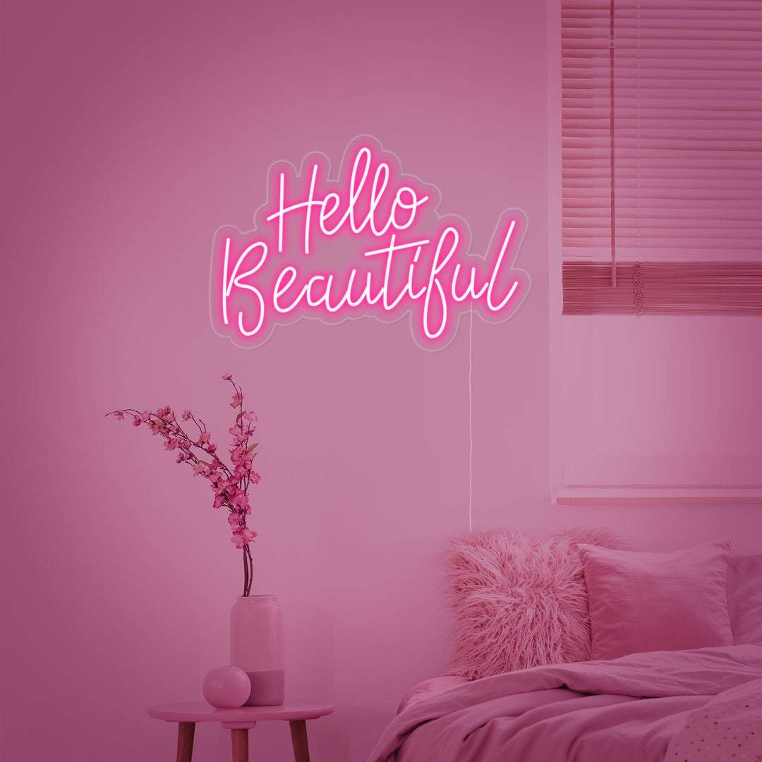 "Hello Beautiful" Insegna al neon