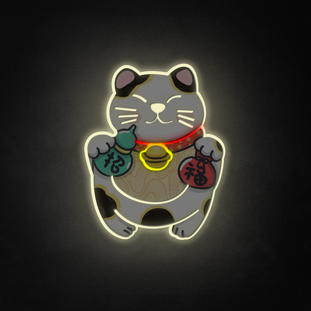 "Gatto fortunato, cartone animato giapponese" Neon Like